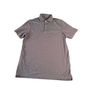 Vineyard Vines Polo Short Sleeve Red White Stripes Mens Sz Large Cooling Stretch